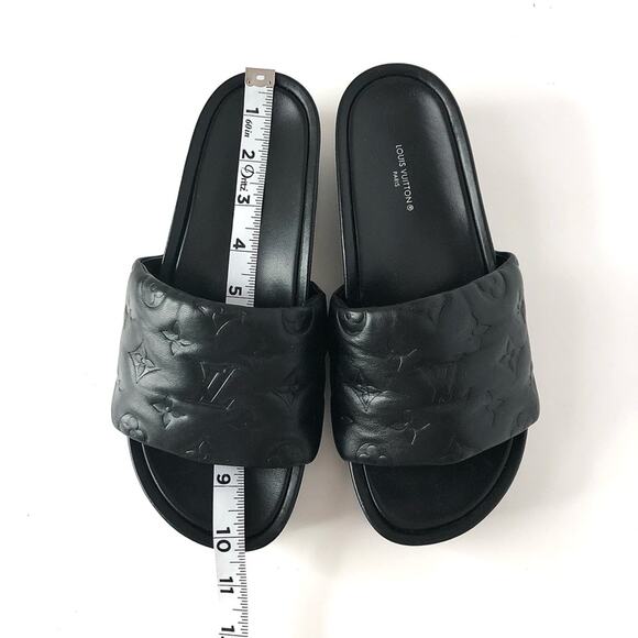 Louis Vuitton Jumbo Flatform Monogram Mules Black Leather Slip On Sandals 38 - Picture 8 of 8